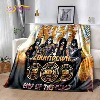  Портативное одеяло Kiss Band в стиле рок-музыки, легкое домашнее тонкое покрывало для дивана, повседневное термоодеяло для домашнего офиса.