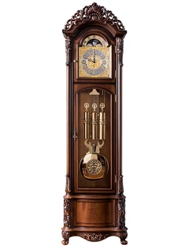  Механические напольные часы из массива дерева для гостиной, часы с маятником, китайские ретро вертикальные большие часы, европейский стиль, посадка часов