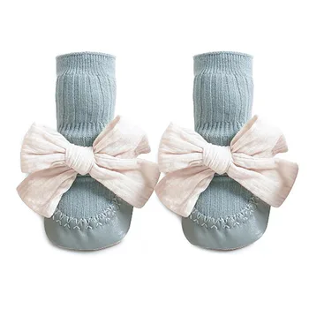  3 Пары Осенне-зимних носков с бантом для маленьких девочек, обувь для младенцев, противоскользящие Носки из мягкого хлопка для малышей, новорожденных 