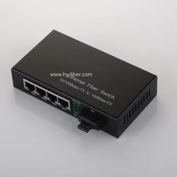  10/100 м 5-портовый коммутатор Ethernet с двойным волокном 1310 нм 20 км, 1 порт SC и 4 порта RJ45