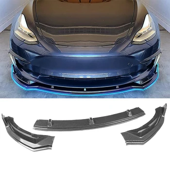  Для 2017-2023 Tesla Модель 3 Седан Carbon Look Обвес Переднего Бампера для Губ 3шт автомобильный аксессуар accesorios para vehículos