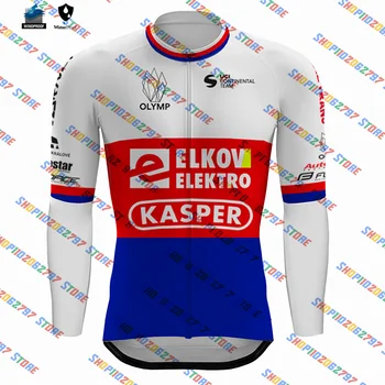  2023 Elkov Kasper Чехия Джерси Pro Team Мужская Дышащая Одежда Для Шоссейных Велосипедов Длинные Рубашки Велосипедные Топы MTB Maillot Ropa Ciclismo