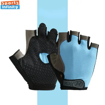  Мужские Женские перчатки для фитнеса, велосипедные перчатки с полупальцами, противоскользящие, защищающие от пота, дышащие Спортивные перчатки для работы на открытом воздухе для велосипеда
