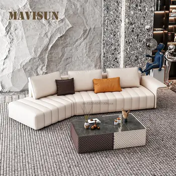  Новое поступление Минималистичного сочетания угловых диванов в форме белой ткани для гостиной Простая домашняя мебель скандинавского дизайна