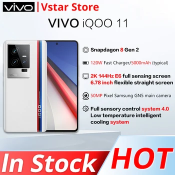  Игровой смартфон VIVO iQOO 11 5G с 678 дюймовым экраном E6 144 Гц и восьмиядерным процессором Snapdragon 8 поколения 2-4 нм 50 Мп с Тройной Камерой и NFC