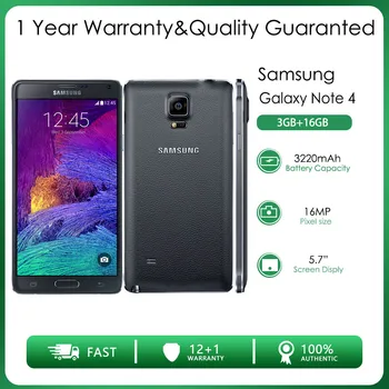  Оригинальный Разблокированный Samsung Galaxy Note 4 4G Четырехъядерный 3 ГБ ОЗУ 16 ГБ ПЗУ 16MP 5,7 