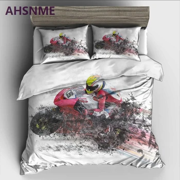  Комплект постельного белья для мотоцикла AHSNME Speed and Passion с принтом высокой четкости, стеганое одеяло для RU AU EU King Double Size Market