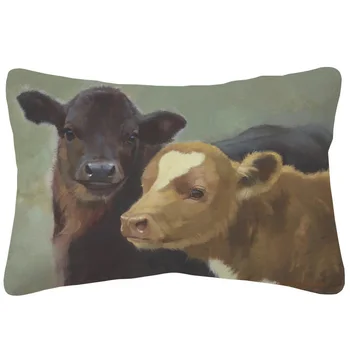  American Farm Pals, Чехол для подушки с любопытными коровьими животными, Ручная Роспись, Декоративная Наволочка для дивана, 30x50 см