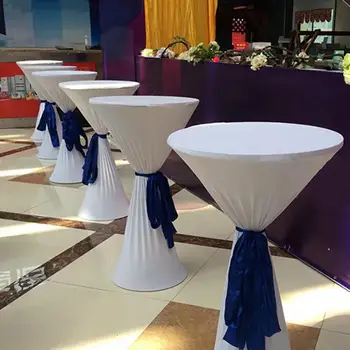  Эластичная круглая скатерть для коктейлей, скатерть из спандекса, бар, отель, свадебная вечеринка, белая крышка стола диаметром 60 см, многоцветная