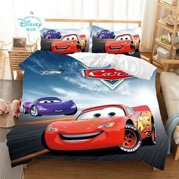  Новый комплект постельного белья Red Lightning McQueen Cars Single Queen King Size для мальчиков, Пододеяльник для детской спальни, Декор