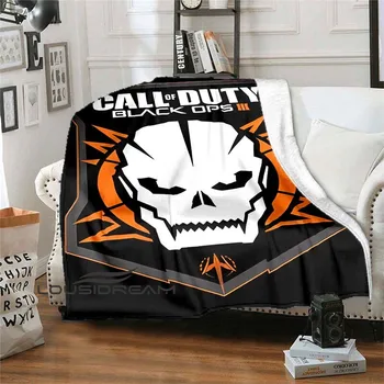  Плюшевое Одеяло с Логотипом Игры Call of Duty, 3d Одеяло Для Военных Игр, Мягкое и Удобное Фланелевое Пушистое Одеяло для Дивана-Кровати или Кемпинга