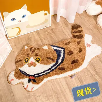  Мультяшный милый кот Толстый ковер для гостиной, коврик для пола, Детская спальня, Плюшевый коврик для ног, ковер для ванной, Украшение дома