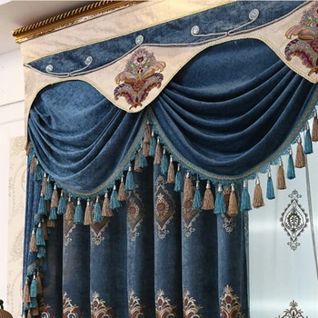  Гостиная спальня плотные шторы оптовые производители Европейский современный толстый синель готовые шторы вышивка пряжа