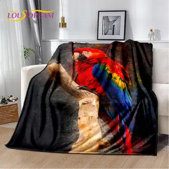  Красочные птицы-попугаи Ара, Мягкое плюшевое одеяло, фланелевое одеяло, покрывало для гостиной, кровати, дивана, покрывала для пикника, детей