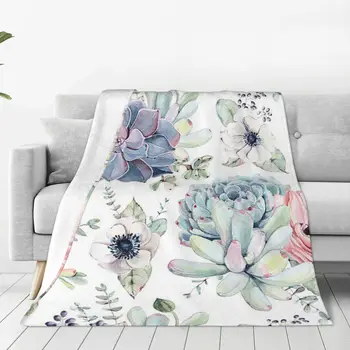  Суккулентные растения, мягкое флисовое одеяло, теплое и уютное на все сезоны, удобное одеяло из микрофибры для дивана-кровати 40 
