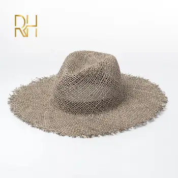  RH Модная летняя женская фетровая шляпа для путешествий, соломенная шляпа, Дышащая панама из морской травы, Джазовая соломенная пляжная солнцезащитная кепка для отпуска