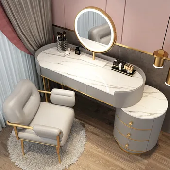  Современные минималистичные комоды из искусственной кожи для мебели спальни Дизайнерский легкий Роскошный домашний туалетный столик для спальни