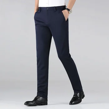  Летний деловой повседневный костюм, брюки, мужские однотонные прямые офисные брюки с высокой талией, мужской костюм в классическом стиле, длинные брюки A21