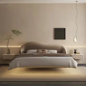  Итальянские Минималистичные Тканевые Подвесные Каркасы для Мебели для Спальни Nordic Light Роскошная Кровать для Главной спальни 1,5 м с Двуспальной Кроватью
