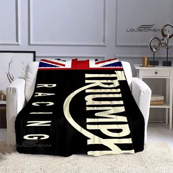  Одеяло с логотипом мотоцикла Triumph Детское теплое одеяло Фланцевое одеяло Домашнее дорожное одеяло подарок на день рождения
