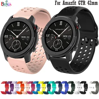  BEHUA 20 мм мягкий Силиконовый ремешок Для часов Huami Amazfit GTR 42 мм Ремешок Браслет На Запястье Ремешок для Galaxy watch active2