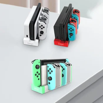  НОВОЕ ЦВЕТНОЕ Зарядное Устройство 4 в 1 для Nintendo Switch oled JoyCon Controller Держатель Док-станции для зарядки Nintendo Switch Joy-Con