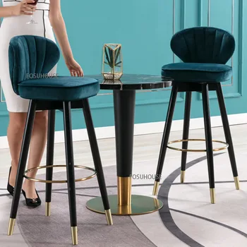  Скандинавский светлый роскошный барный стул из массива дерева Модный барный стул Современный высокий стул с простой спинкой Креативная дизайнерская барная мебель