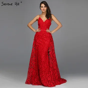 Последние дизайнерские Красные Сексуальные вечерние платья без рукавов 2023 Цветы ручной работы Жемчуг Вечернее платье Русалки Serene Hill LA70003