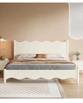  Изготовленная на заказ кровать из массива дерева белая современная простая главная спальня с двуспальной кроватью в скандинавском стиле, бытовая кровать размером 2 м х 2 м, большой ящик для хранения 1,8 м.