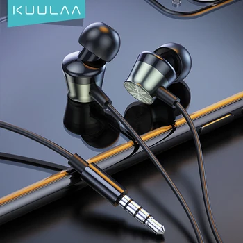  KUULAA Bass Sound Наушники-вкладыши Спортивные Наушники с микрофоном для xiaomi iPhone Samsung Гарнитура fone de ouvido auriculares MP3
