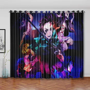  Аниме Плотный занавес Demon Slayer Japan Manga 3D Печатные Оконные шторы для спальни для детей, мальчиков и девочек, Мультяшные шторы на заказ