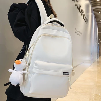  Новые однотонные студенческие рюкзаки для девочек-подростков, Водонепроницаемый женский рюкзак через плечо, модная женская школьная сумка большой емкости