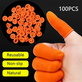  100ШТ Пальчиковые кроватки Оранжевого цвета из многоразового натурального латекса, нескользящий чехол для пальцев, защита кончиков пальцев, промышленные перчатки, инструмент для дизайна ногтей