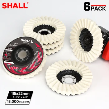  SHALL 6 Упаковок Абразивных Дисков с Войлочным Клапаном 115x22 мм (4-1 / 2 