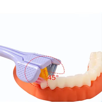  Трехсторонняя зубная щетка с мягкими волосами и ультратонкой мягкой щетиной для взрослых, Безопасная Зубная щетка для ухода за полостью рта