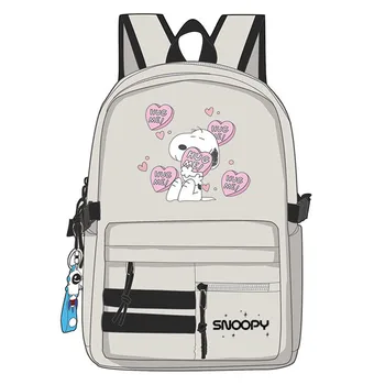  Нейлоновая школьная сумка Snoopy с милым рисунком аниме, рюкзак для мальчиков и девочек, дорожная сумка большой емкости, сумочка