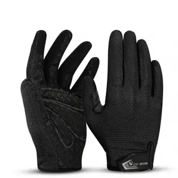  Велосипедные перчатки WEST BIKING с сенсорным экраном, перчатки на весь палец, мужские Женские дышащие противоскользящие противоударные спортивные перчатки, велосипедные перчатки