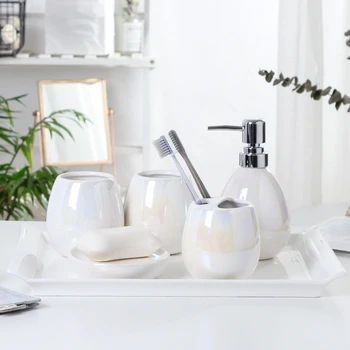  Набор керамических чашек для унитаза из пяти предметов, Простой набор принадлежностей для ванной комнаты в европейском стиле, украшения для ванной комнаты