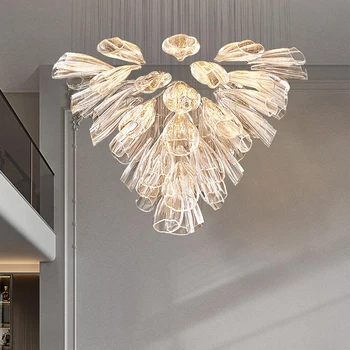  Современная большая стеклянная люстра для гостиной, Светодиодный домашний декор, внутреннее освещение, Роскошные серебряные подвесные светильники, креативный дизайн, блеск