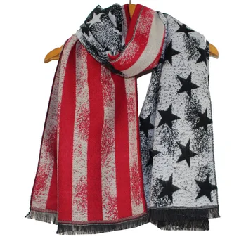  100 шт./лот, новый модный тканый зимний теплый кашемировый шарф в звездную и полосатую полоску/шарф с флагом США