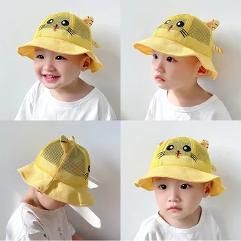 2023 Летняя Детская шляпка, Солнцезащитные кепки Для новорожденных, Пляжная кепка для маленьких девочек и мальчиков, Сетчатые Дышащие Рыбацкие кепки