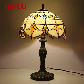  Настольная лампа TEMOU Tiffany Современная для спальни Креативная Цветочная Фигурка со светодиодной подсветкой Украшение дома