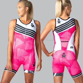  VVDESIGNS Женский велосипедный комбинезон для триатлона, боди без рукавов, купальники, Спортивная одежда, Летний дорожный костюм для верховой езды, Розовый