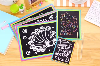  10 шт 17,5x12,5 см Красочные Игрушки Для Рисования Scratch Art Paper Волшебная Бумага для Рисования с Палочкой Для Рисования Для Детей Креативная Игрушка dazzle