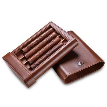  Портативный футляр для сигар из коровьей кожи и кедрового дерева, увлажняющий футляр для сигар, кобура для сигар CF-0413-0416