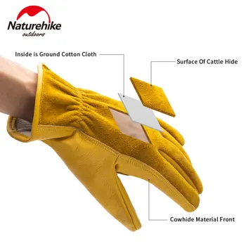  Кожаные перчатки Naturehike для улицы, защита труда, Износостойкие Кожаные перчатки в стиле ретро желтого цвета для работы в кемпинге