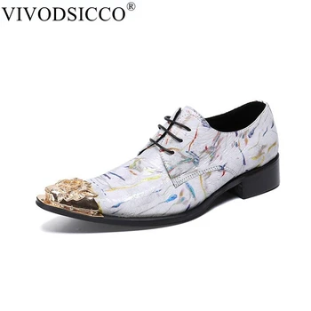  VIVODSICCO/ Роскошные мужские модельные туфли из натуральной кожи, роскошные модные свадебные туфли для жениха, мужские туфли-оксфорды с металлическими носками, слипоны