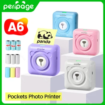  Мини Портативный термопринтер PeriPage A6, карманный принтер для печати фотографий, цветной бумажный рулон, 58 мм, беспроводной принтер для печати изображений