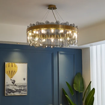  Скандинавские современные подвесные светильники подвесная гостиная дизайнерская спальня столовая светодиодное освещение для домашнего декора Абажур из сажевого стекла