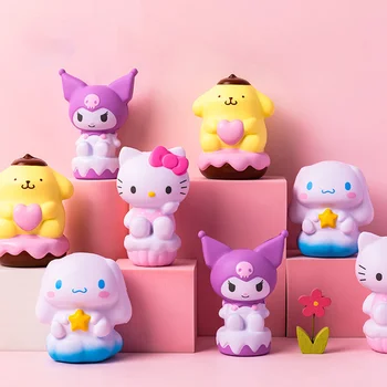  Аниме-фигурки Kawaii Sanrio Hello Kitty Cinnamoroll Kuromi Куклы для снятия стресса Разжимная кукла Вентиляционный шар Артефактные игрушки
